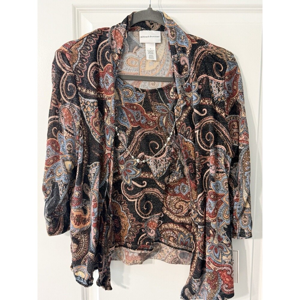 Alfred Dunner Classics 2024 Women’s Metallic Paisley Top | NWT
